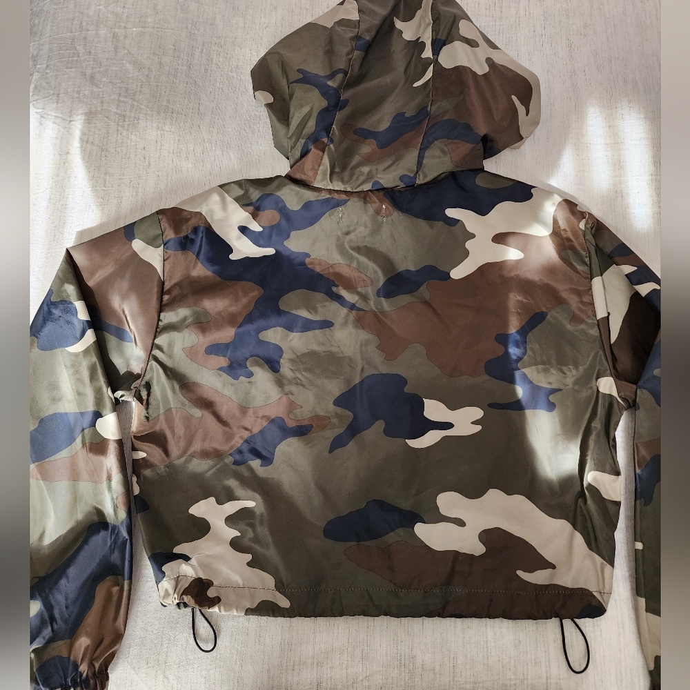 Ten Sixty Sherman Windbreaker Camo/Green Cropped Jacket Sz: Large - Picture 11 of 13